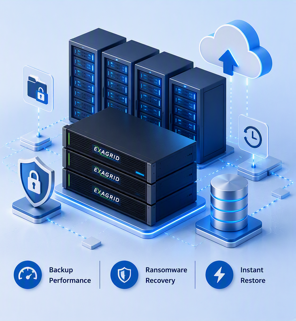 ExaGrid tiered backup storage system installed in an enterprise server rack